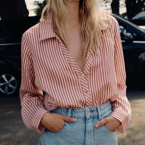 Striped Button-Up Blouse